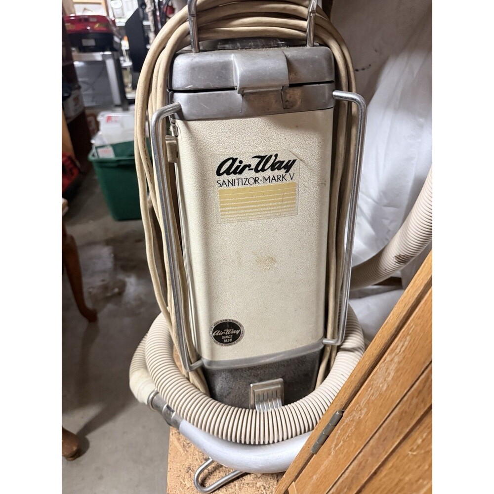 Vintage Air-Way Sanitizor Mark V Upright Vacuum Cleaner w/ Hose Mid-Century USA